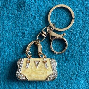 Gold and Cream Purse Bag Charm with Rhinestones New